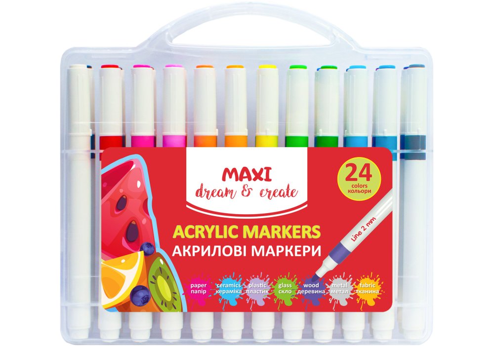 Набір маркерів акрилових «Maxi» 24 кольори 2мм