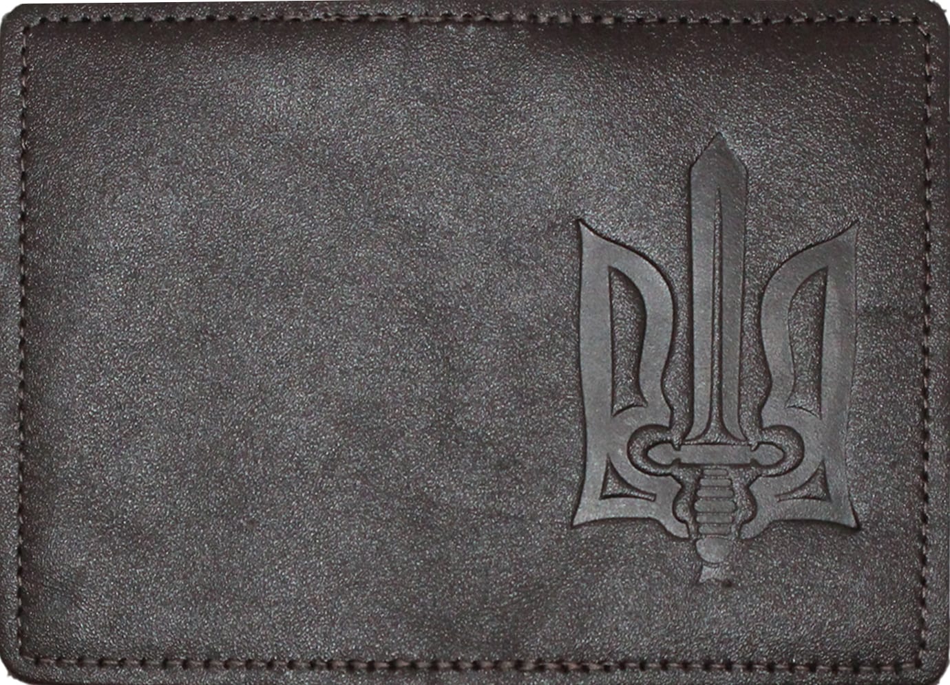 Обкладинка на паспорт ID-1 Тризуб Меч шкіра шокол. тиснення