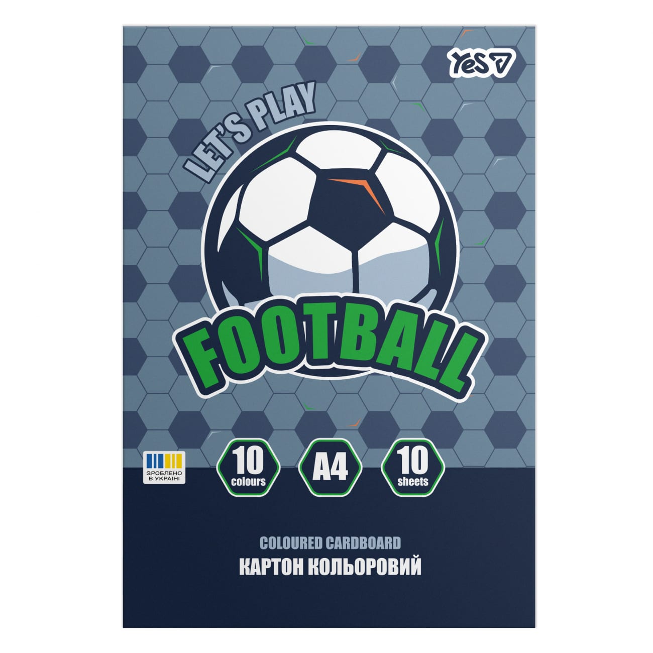 Картон кольоровий А4 одностор.10арк./10 кольорів Football