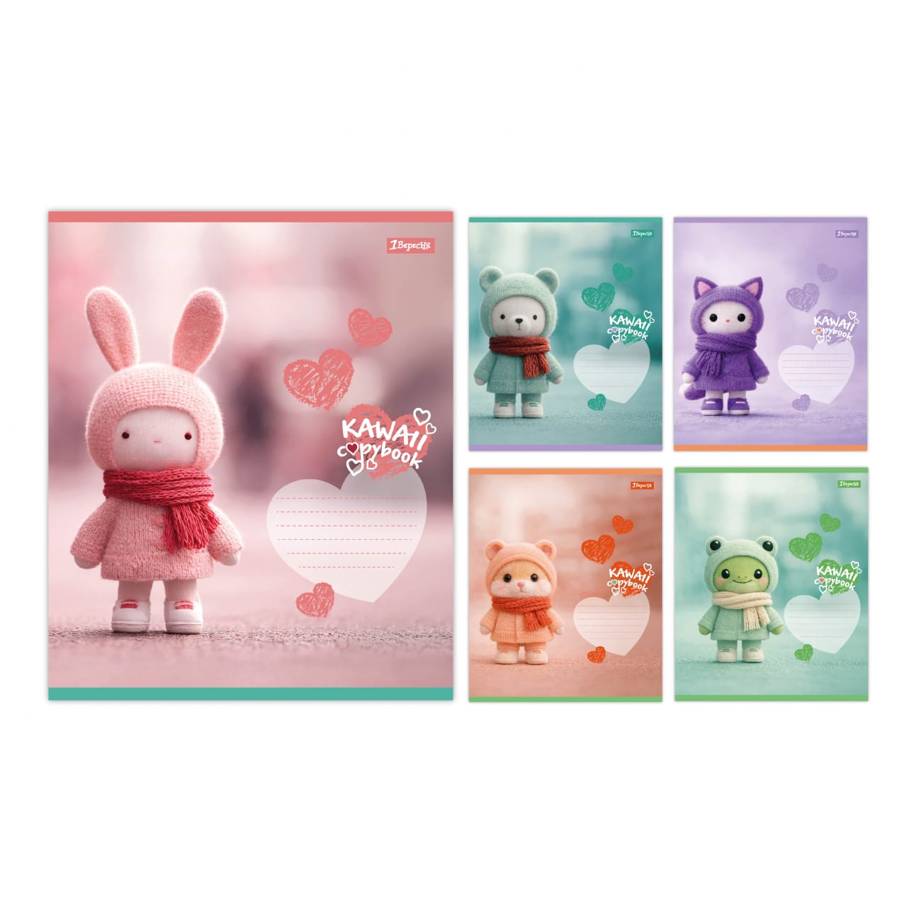 Зошит 12 аркушів клітинка 1В Kawaii notebook