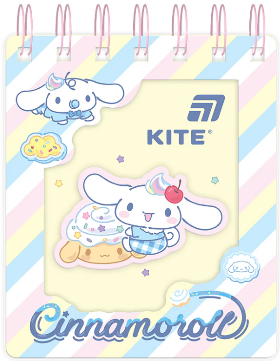 Блокнот пруж. А6 80 аркушів клітинка картонний обкладинка вирубка «Cinnamoroll»