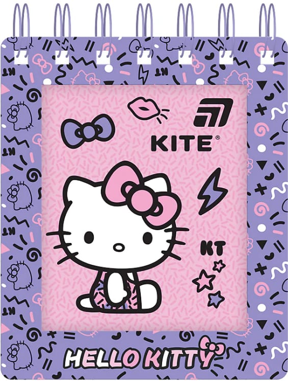Блокнот пруж. А6 80 аркушів клітинка картонний обкладинка вирубка «Hello Kitty»