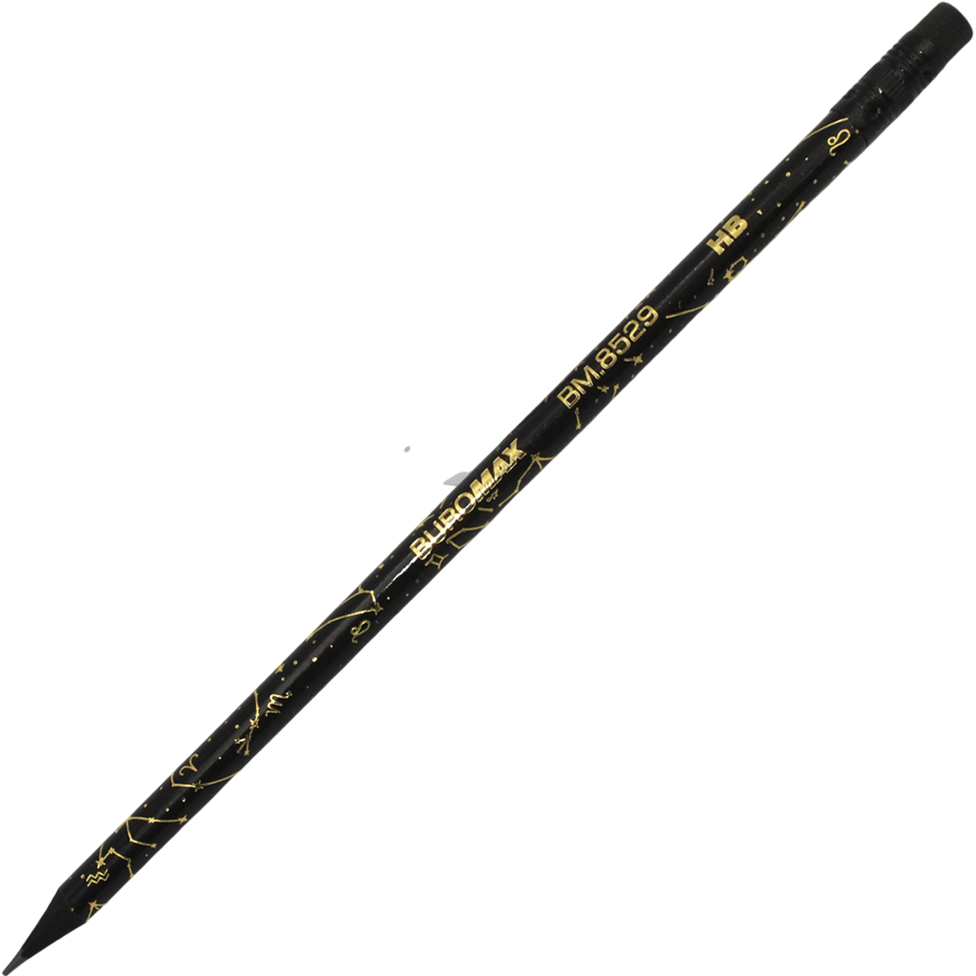 Олівець гр. «Buromax» HB Black Zodiac з гумкою