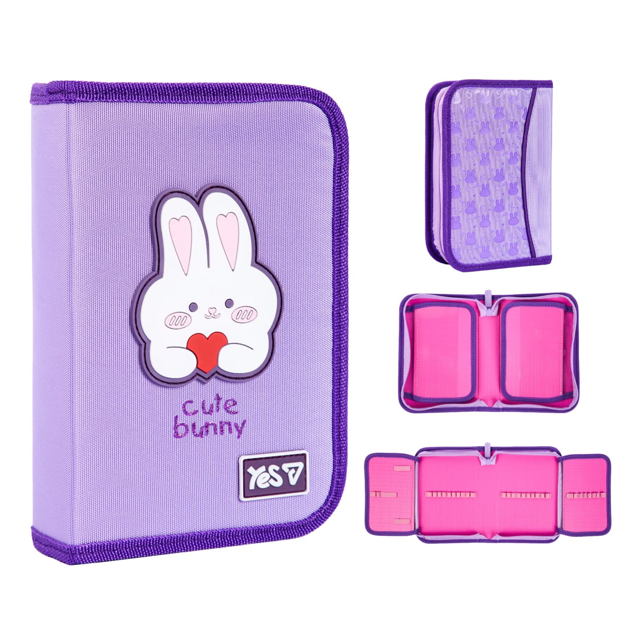 Пенал «Yes» Cute Bunny тв., одинарний, 2 клапани /Р-26