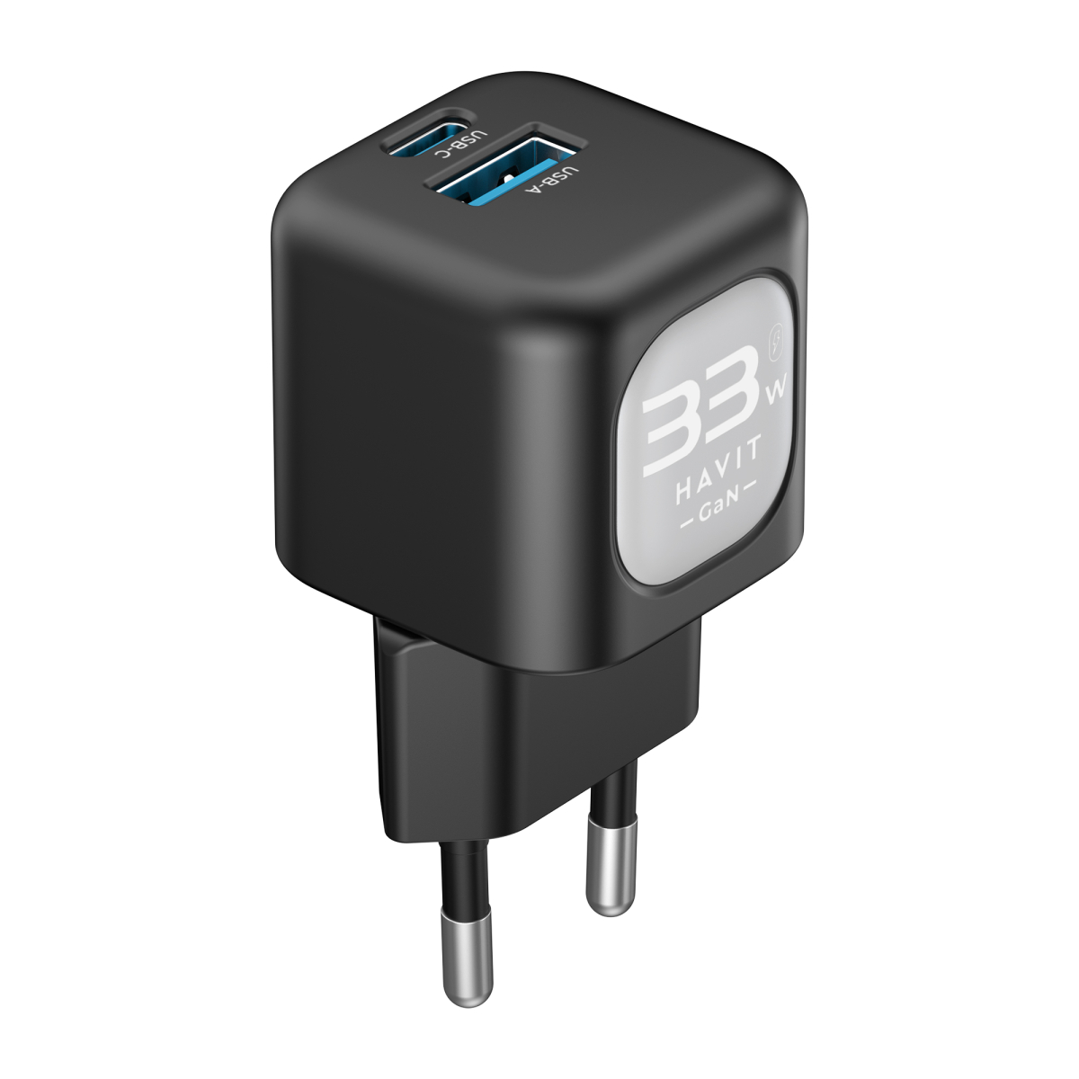 Зарядний пристрій Havit Gan швидка зарядка USB+Type-C 33W black