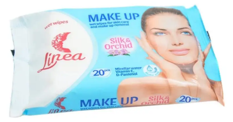 Серветки вологі для зняння макіяжу «LINEA» make up silk&orch