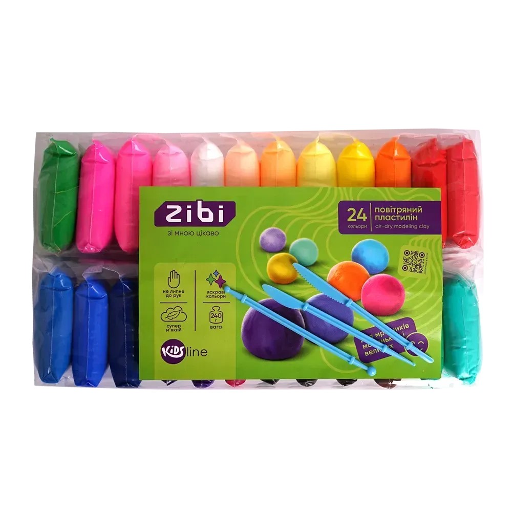 Набір для ліплення «Zibi» Kids з повітряним пластілином 24 кольори