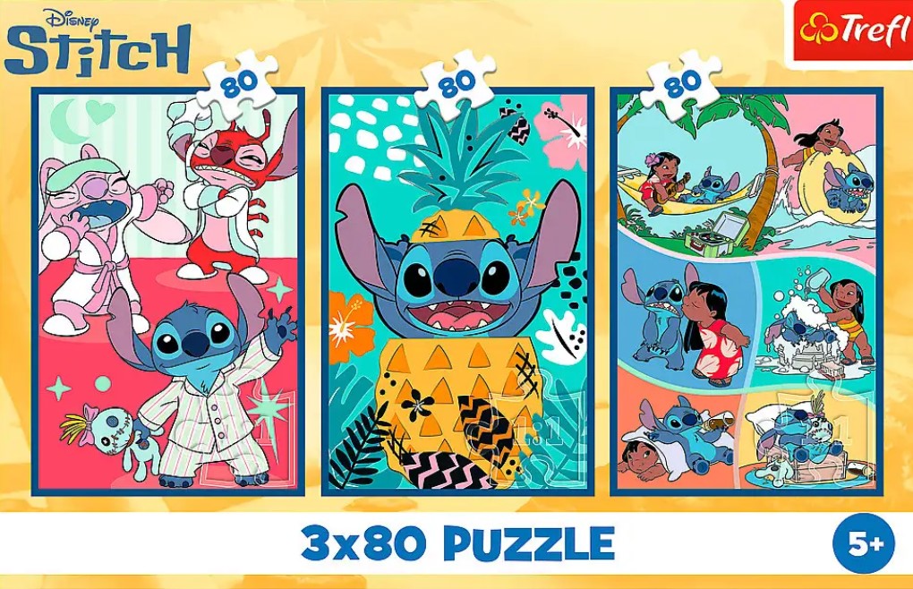 Пазли Trefl 3×80 елементів Lilo&Stitch Світ Cтіча