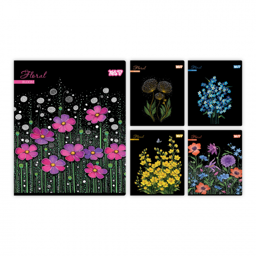 Зошит А5 48 аркушів лінія глитер+УФ+soft touch Floral bloom