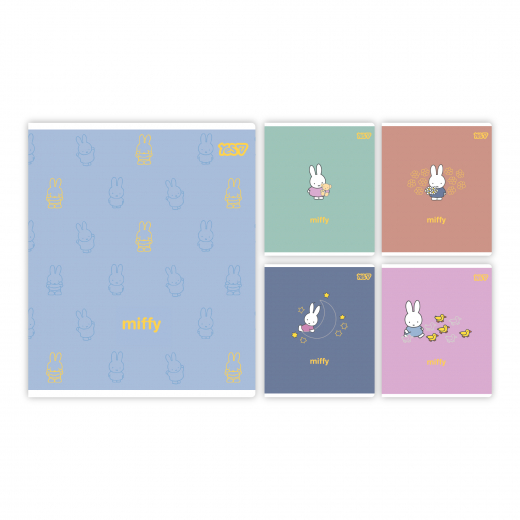 Зошит А5 18 аркушів клітинка глитер+УФ+soft touch Miffy Bunny