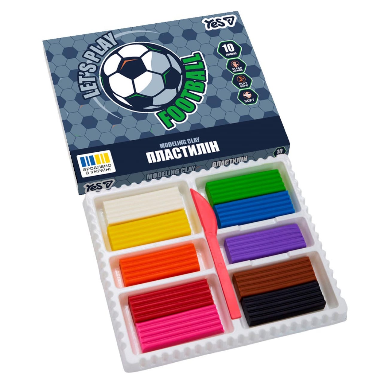 Пластилін «Yes» Football 10 кольорів 200гр