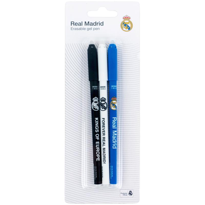 Набір ручок гелевих «Kite» Real Madrid 3 шт «пиши-стирай» 0,5мм синя