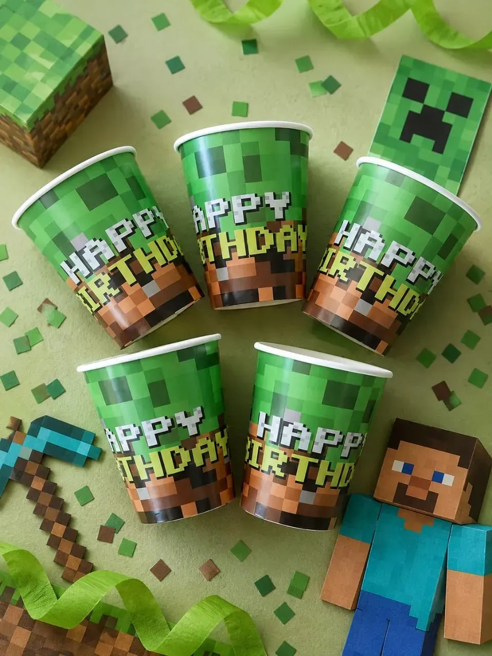 Стакан паперовий «Happy Birthday Minecraft»