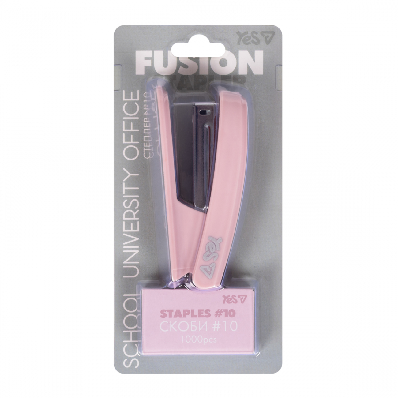 Степлер «Yes» №10 15арк+1000 скоб Fusion pink