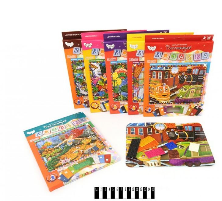 Набір для творчості Блискуча мозаїка DankoToys БМ-01,БМ-02,БМ-03,БМ-10/БМ-02-01..10