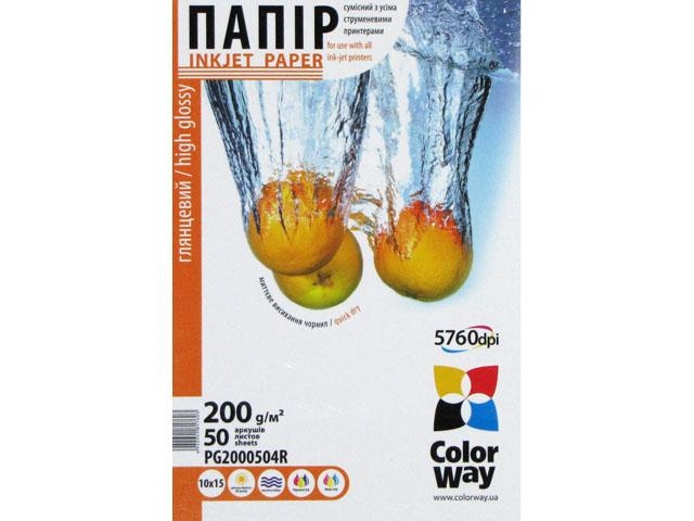 Фотопапір глянцевий CW 10×15см 200г/м2 PG200-50/PG2000504R 50 аркушів/упаковка