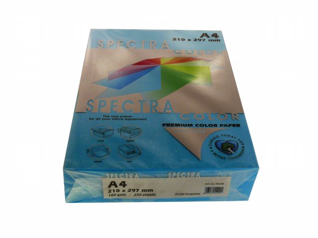 Папір кольоровий А4 160г/м2 інтенсив Spectra Color Turquoise 220 синій