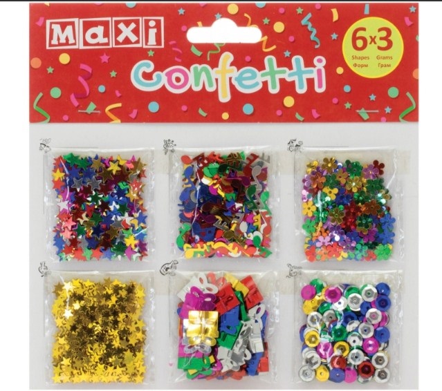 Набір для декорування Maxi Конфеті: асорті 3 г, 6 видів