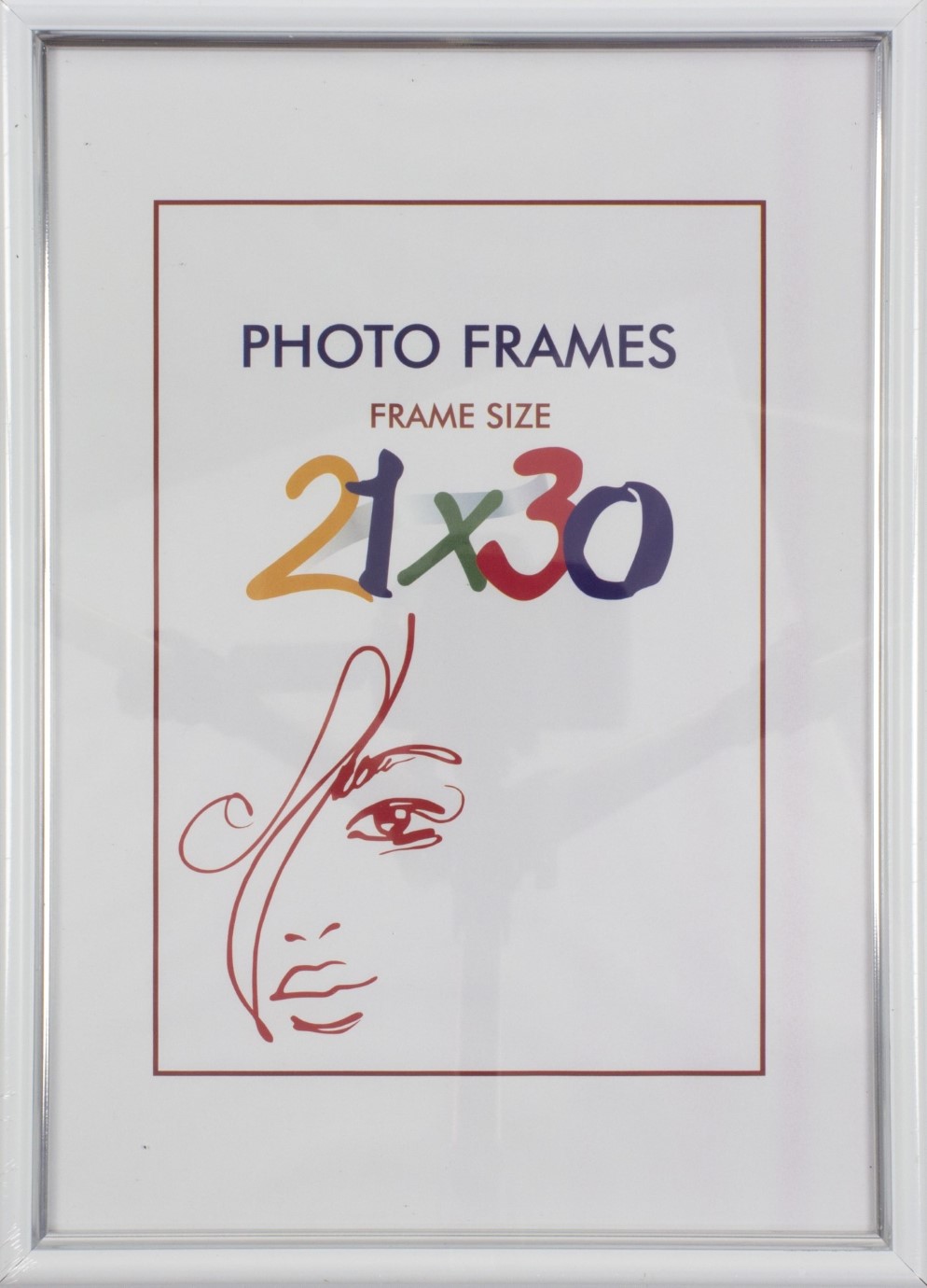 Фоторамка 21×30 біла, срібна оторочка
