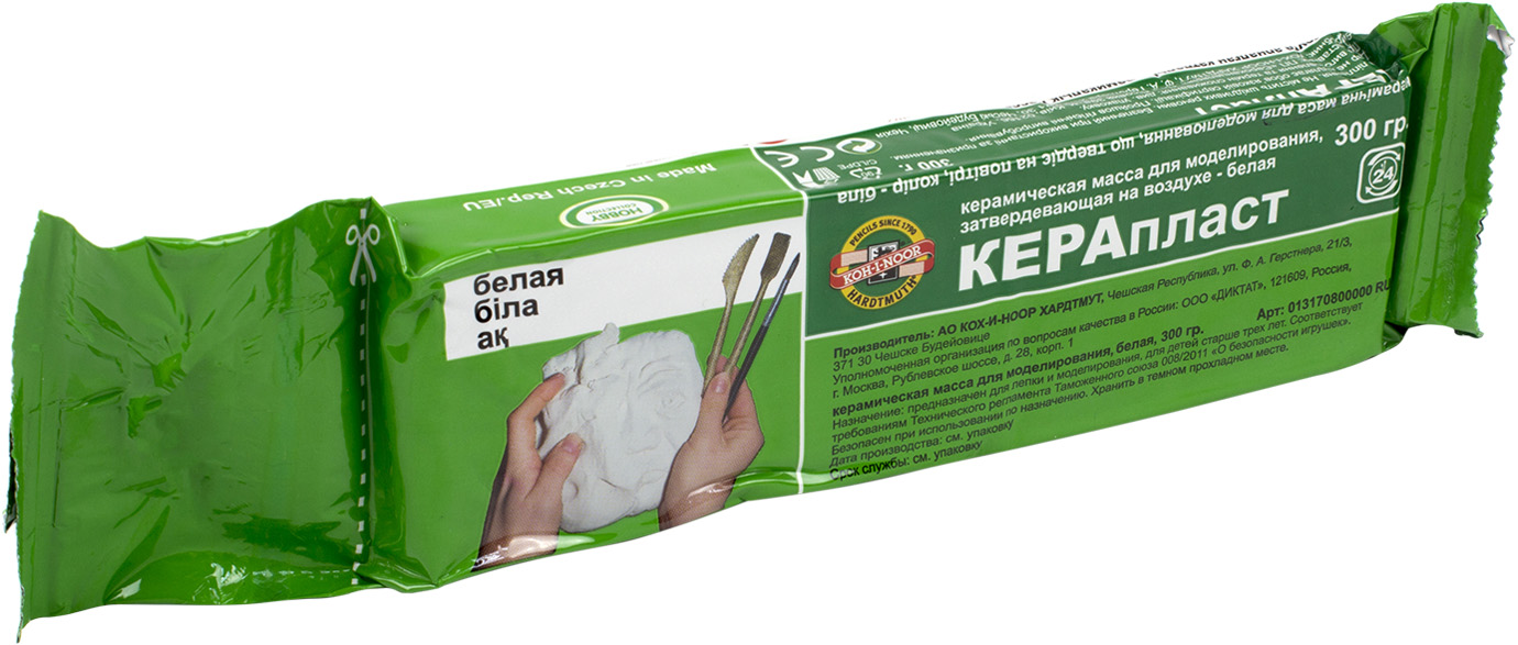 Пластилін Keraplast 300г білий 131708