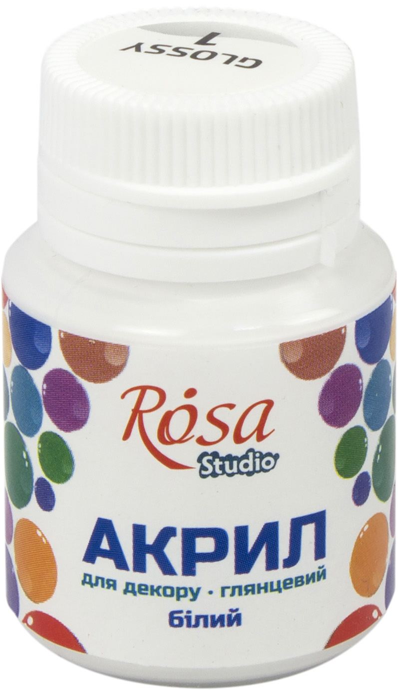 Акрил для декору Rosa Studio 20мл глянцевий білий