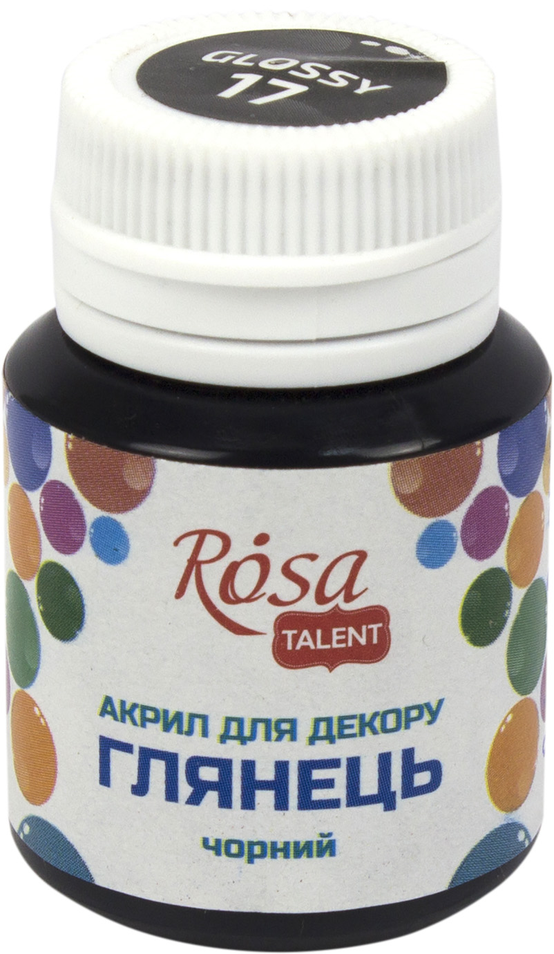 Акрил для декору Rosa Studio 20мл глянцевий чорний