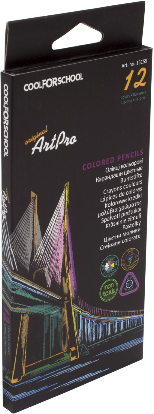 Олівці кольорові 12 кольорів Cool For School ArtPro професійні трикутні