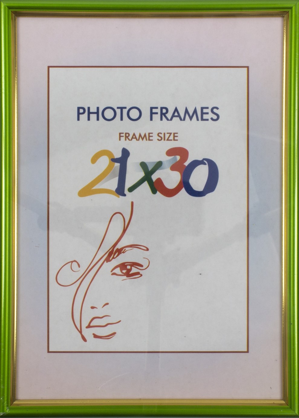Фоторамка 21×30 салатова, золота оторочка