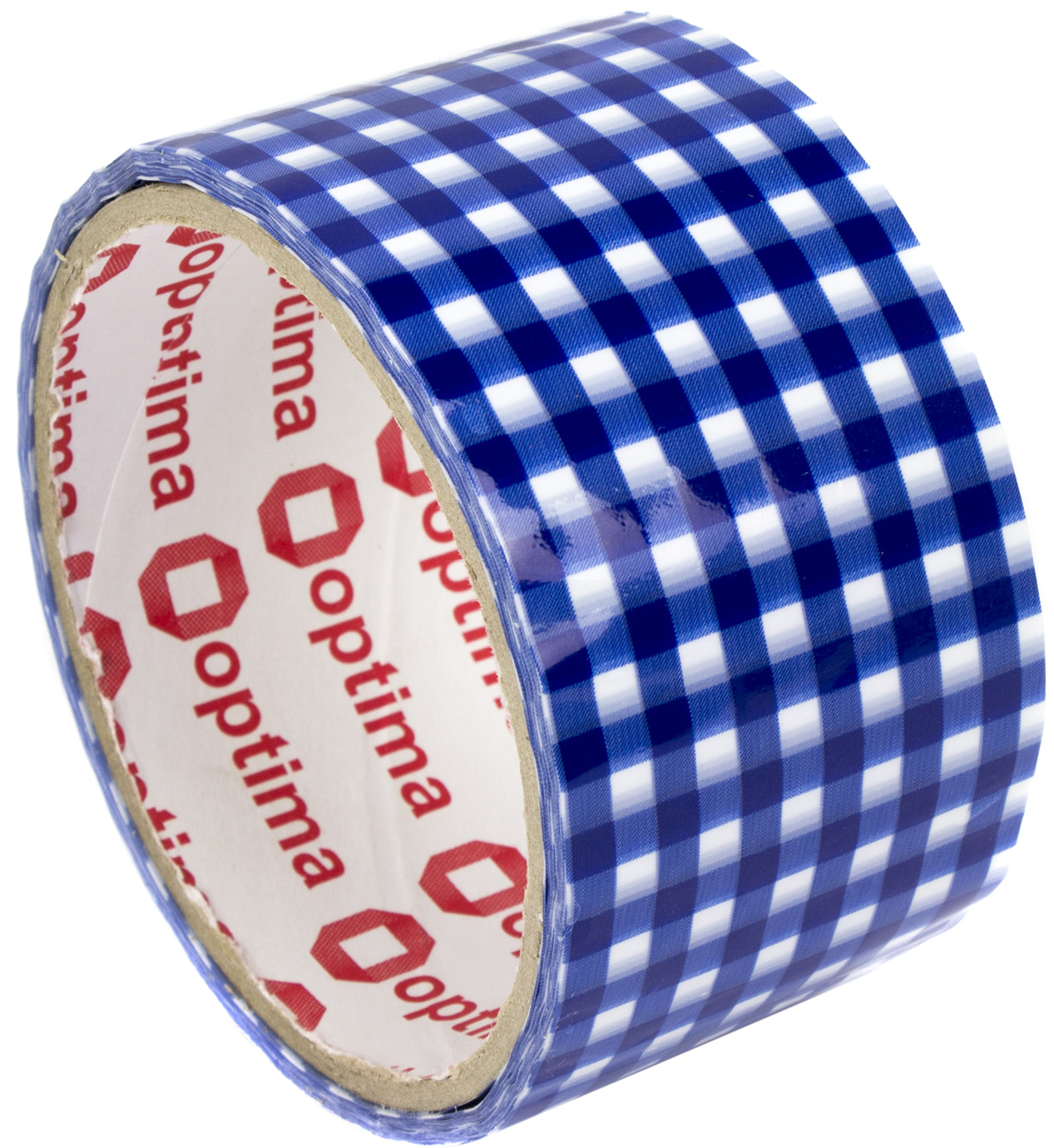 Стрічка клейка канцелярська Tartan 48 ммх20 м синя в клітинку