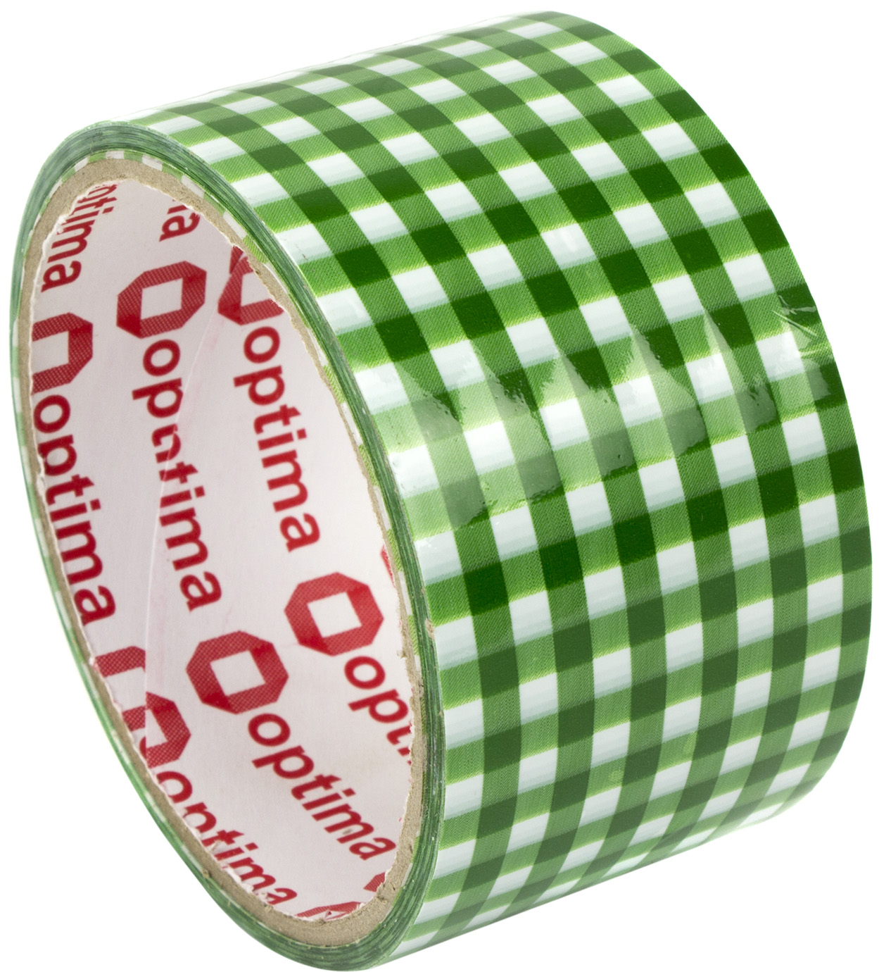 Лента клейкая канцелярская Tartan 48 ммх20 м зеленая в клеточку