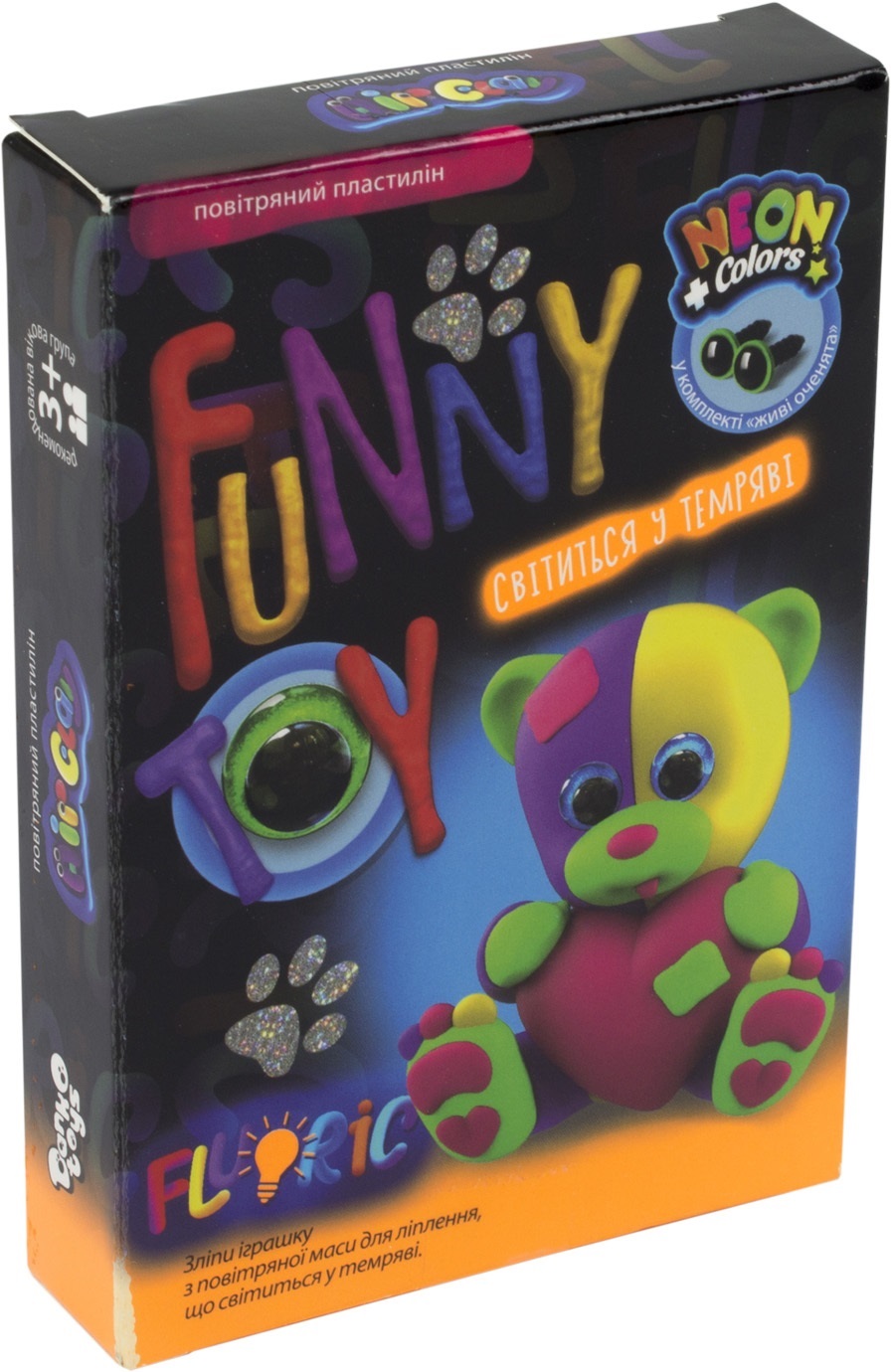 Набор креативного творчества DankoToys Air Clay Fluoric 4 цвета на украинском AICL-FL-01-01,02,03..08U/ARCL-FL-01...08