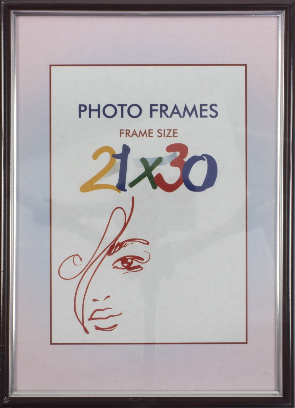 Фоторамка 21×30 темна вишня, срібна оторочка