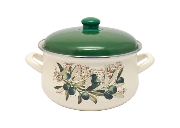 Каструля емальована Olive 18 см 2.3 л зі скляною кришкою