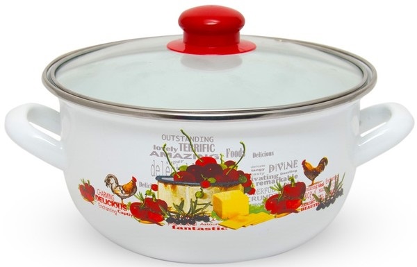 Каструля емальов. Foods 20см 2.9л з склян. кришкою