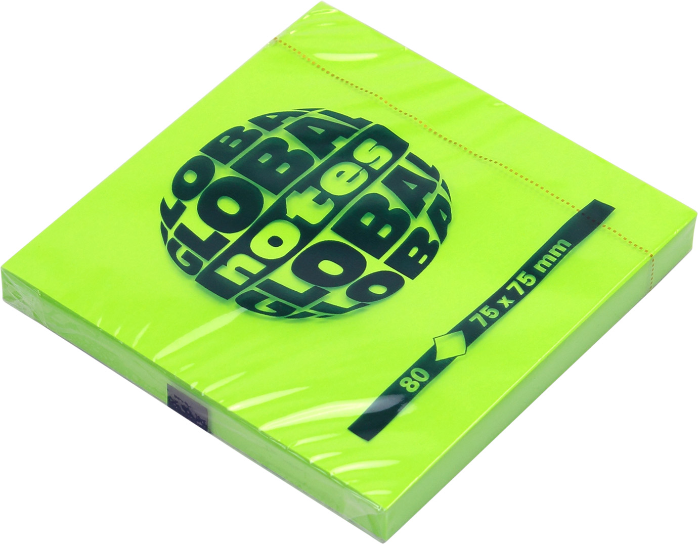Блок для заміток з липким шаром 75×75мм 80 аркушів neon green GN