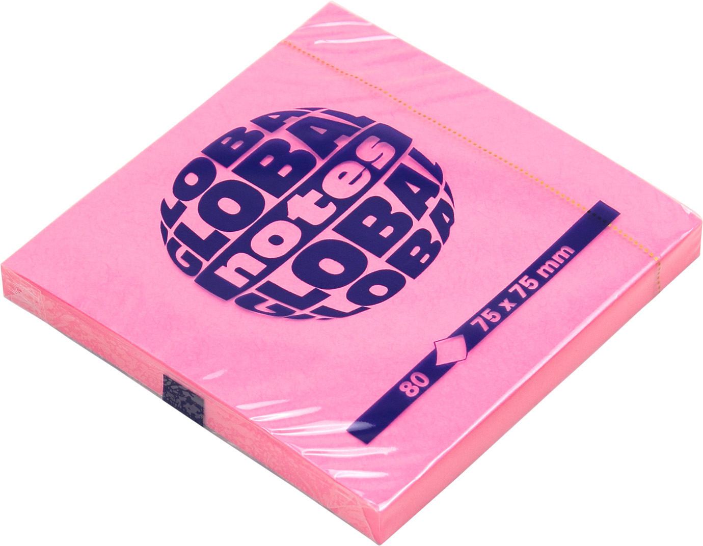 Блок для заміток з липким шаром 75×75мм 80 аркушів neon pink GN