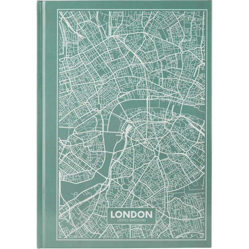 Книга-канцелярська А4,96 аркушів, клітинка Maps London бірюзова