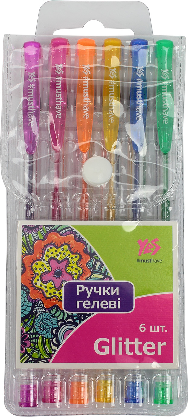 Набір ручок гелевих Glitter 6 кольорів 411702