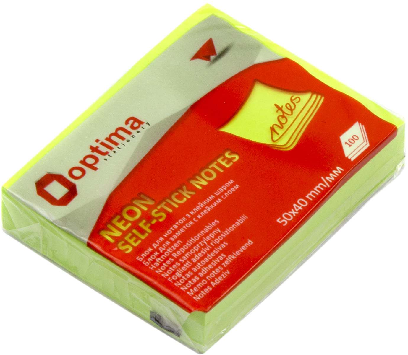 Блок для заміток з липким шаром 40×50 мм 100 аркушів неоновий салатовий