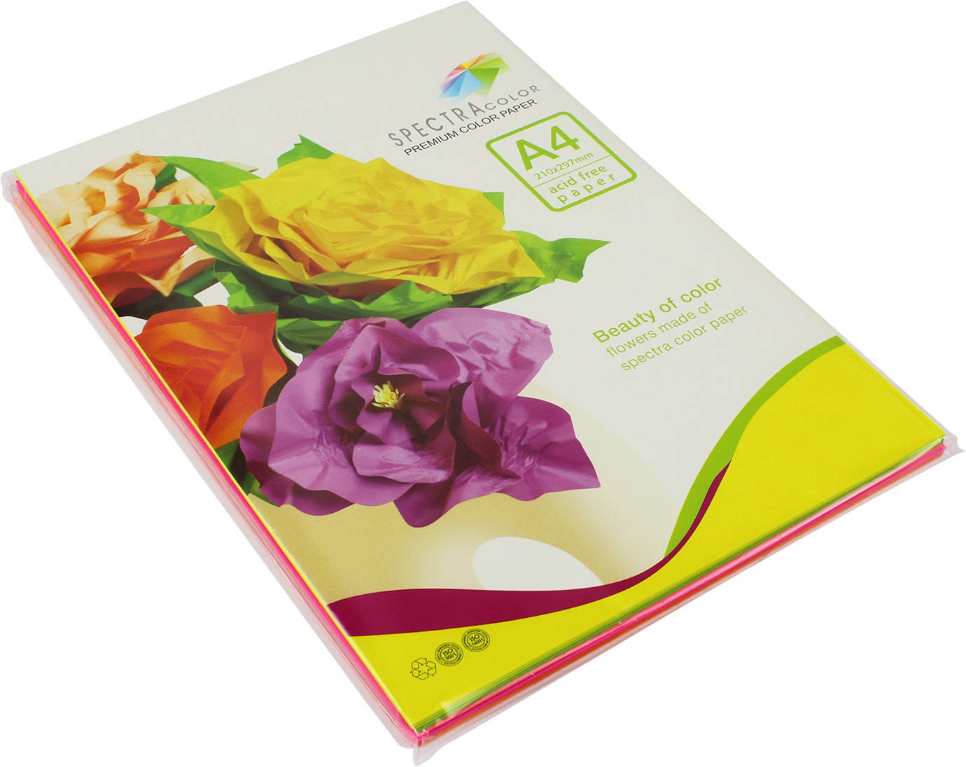 Папір кольоровий А4 75г/м2 неон 5×20 Spectra Color-Rainbow Pack Cyber IT 82 O 100 шт