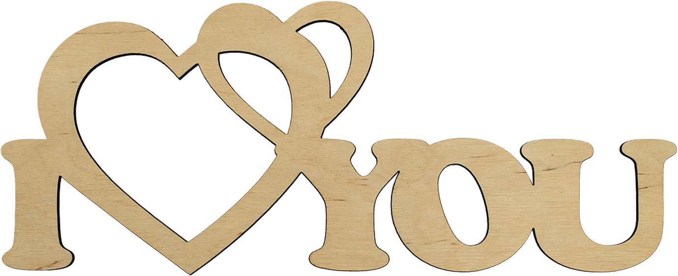 Заготовка фанера напис I love you 16×40см