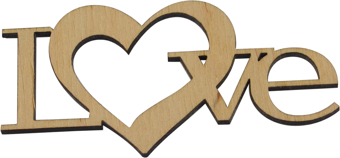 Заготовка фанера напис Love з серцем 10×5см