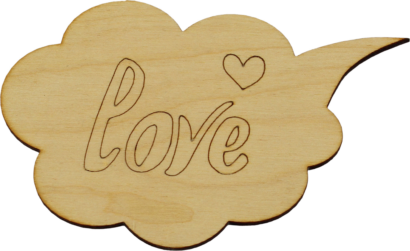Заготовка фанера напис-теги хмаринка Love 12 см