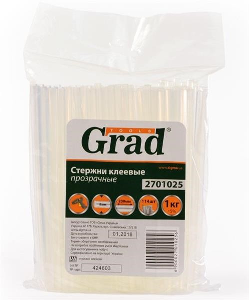 Клейові стрижні Grad d8×200мм прозорі 2701025