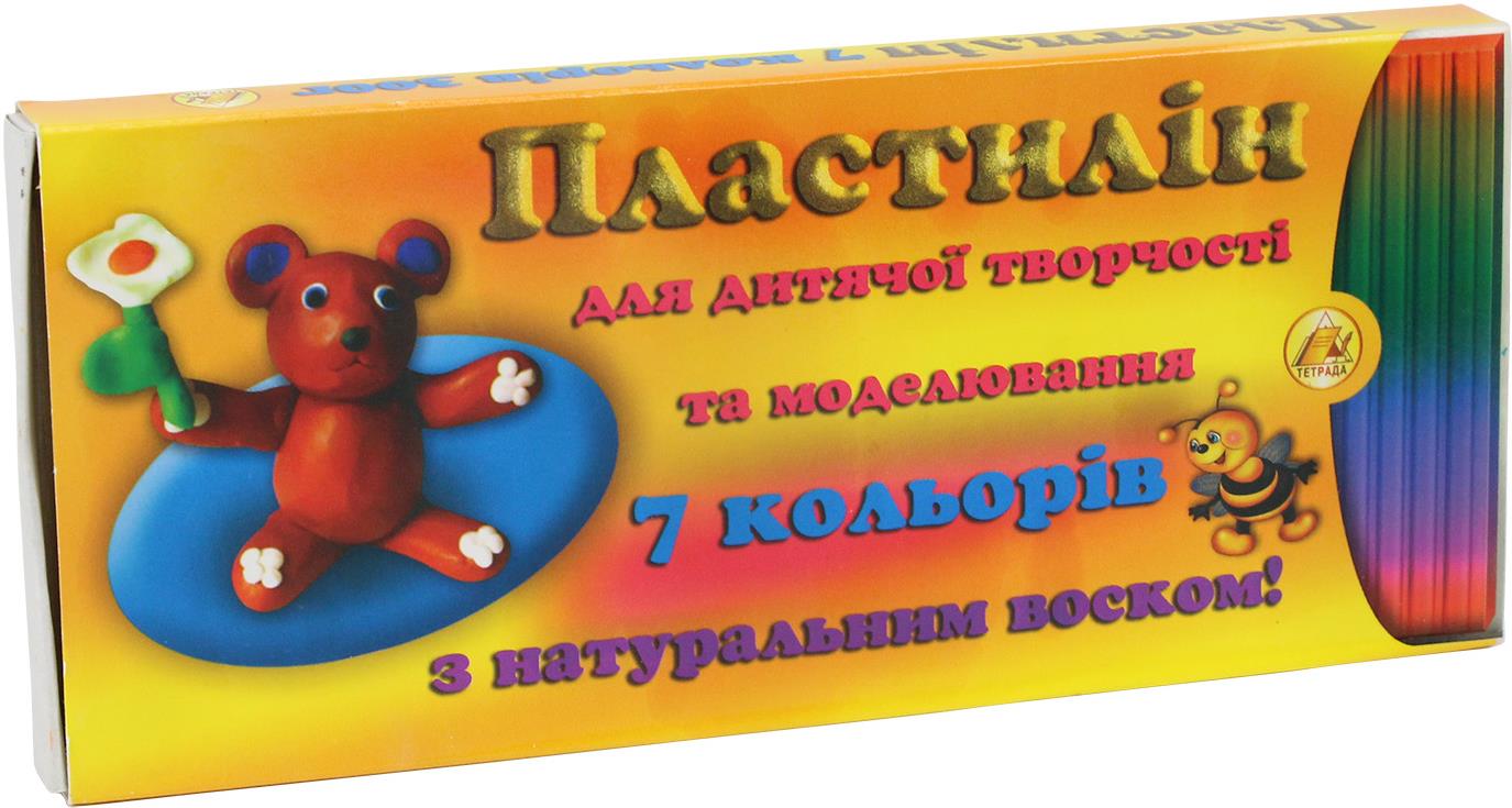 Пластилін 7 кольорів 300г з натуральним воском