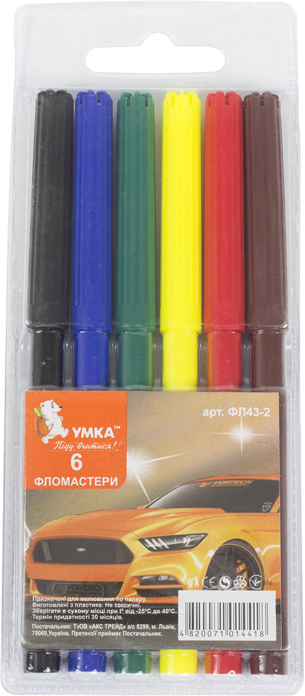Фломастери Авто 6 кольорів