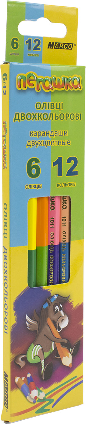 Олівці кольорові Пегашка 12 кольорів 6 шт 1011-6СВ