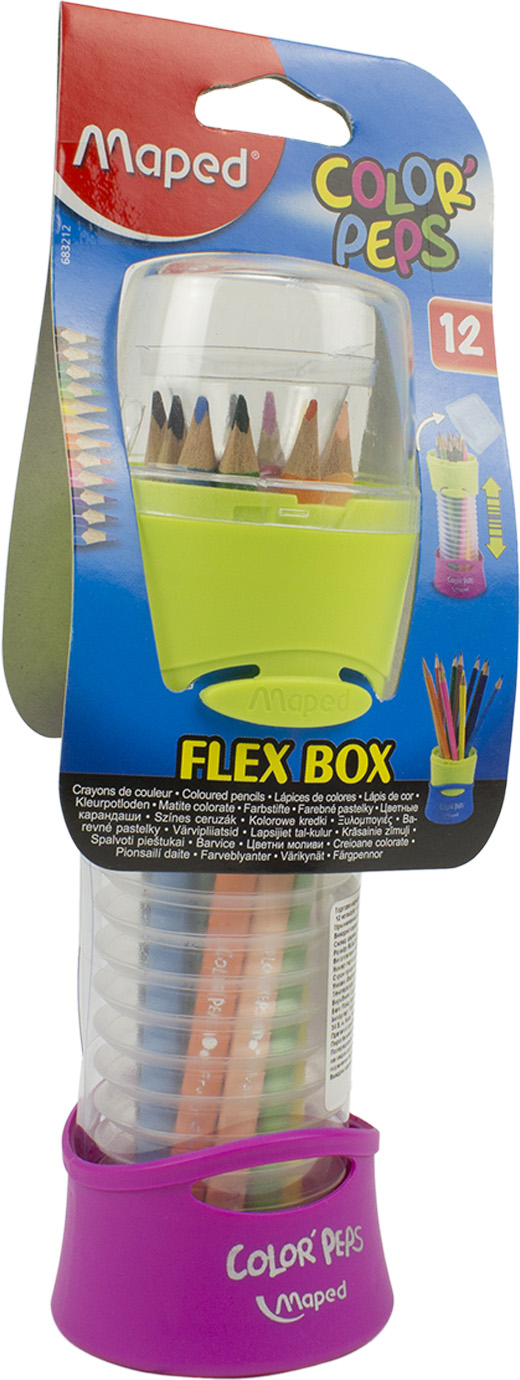 Олівці кольорові 12 кольорів Color Peps FlexBoxі розсувний пенал, асорті 683212