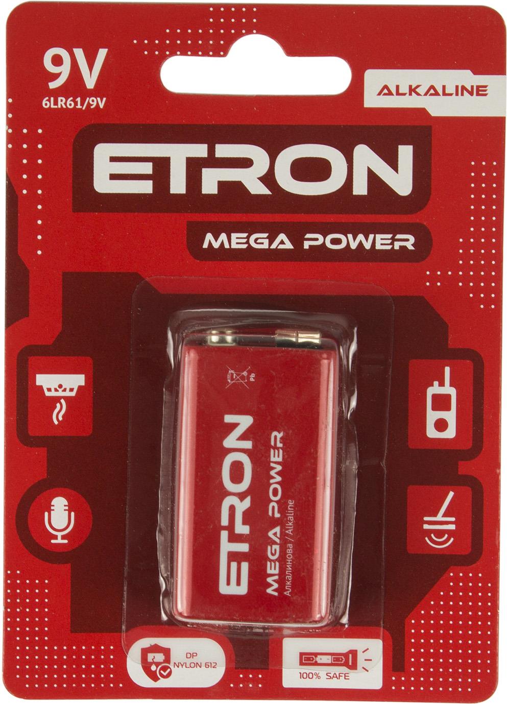 Батарейка Mega Power Алкалайн 6LR61/1bl 9V крона
