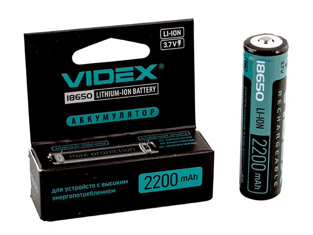 Акумулятор Li-ion 18650-R, 2200 mAh, захист/mbl/блістер 1 шт